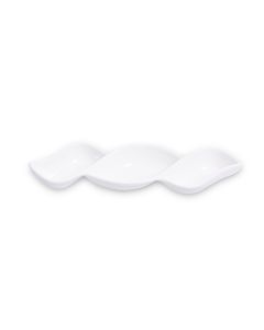 3-Compartment Ceramic Serving Dish- White, 23.5x3cm